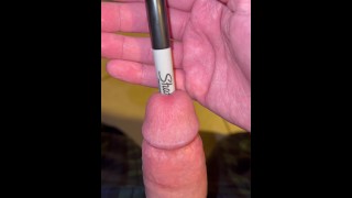 Pissing with a cock plug in. 4K