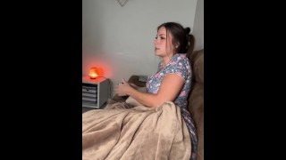 Double cumshot of the neighbor's wife while her husband jerks off at home!