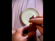 Preview 3 of How many candies will the male urethra swallow? My cumshot in a condom!