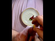 Preview 4 of How many candies will the male urethra swallow? My cumshot in a condom!