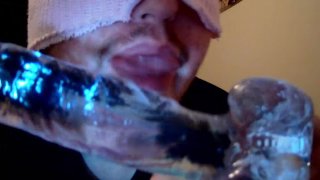 Masked Man Has Fun With 8 Inch Dildo