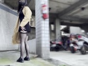 Preview 6 of HA30 Wear sexy dress and stockings to visit someone, anal masturbated and ejaculated on his balcony！