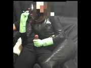 Preview 3 of Wife in Leather and Rubber Gloves Jerking Me