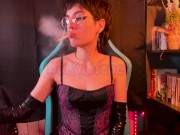 Preview 1 of Smoking in vinyl gloves | Astrid