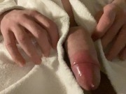 Preview 2 of Jerking OFF my HUGE cock in the HOTEL and lots of CUM
