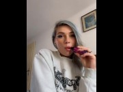 Preview 3 of fetish smoking with vape of a sexy blonde Italian girl