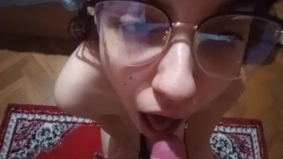 CUMSLUT gets a load of HOT cum in her mouth
