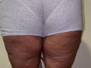 Preview 2 of Sexy BBW Piss Desperation in Grey Boxer Briefs (pissing)