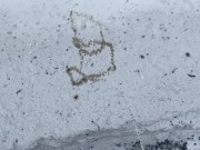 Preview 3 of Amateur Brian public peeing pissing spelling his name in the snow