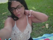 Preview 3 of Little Ruby - Caught in a sheer blouse taking photos in a public park