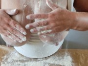 Preview 4 of baker lady with big tits and flour on her body