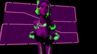 Neon Cat Girl Strip Tease LapDance