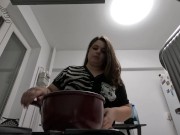 Preview 4 of Sexy latina farting loud in leather while making your dinner EXTENDED TEASER