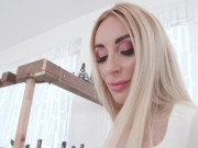 Preview 2 of Beautiful blonde fucks herself with a dildo in the ass and cums