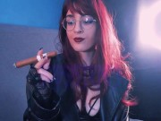 Preview 4 of Redhead sucking a cigar for the first time | Astrid