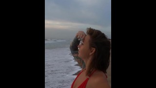 Baywatch! 🛟 Blowjob during sunset on the beach