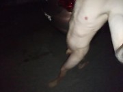 Preview 4 of nude in public playing with a bottle of piss