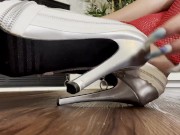 Preview 5 of Sexy ASMR Tapping And Scratching Silver High Heels 💅🏼