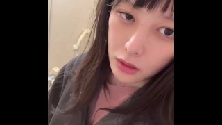 【Amateur Japanese Shemale】Covered in drool, she masturbates with her big dick and ejaculates