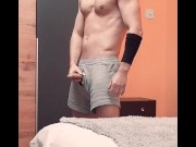 Preview 1 of Morning masturbation routine-fit guy strokes his hard cock and touches his body untill he orgasms