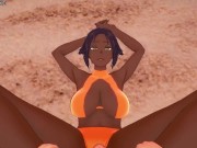 Preview 2 of Yoruichi Shihoin Gives You a Footjob At The Beach! Bleach Feet POV