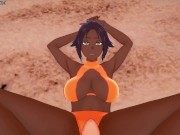 Preview 5 of Yoruichi Shihoin Gives You a Footjob At The Beach! Bleach Feet POV
