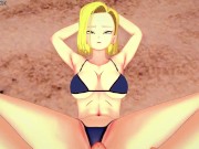 Preview 3 of Android 18 Gives You a Footjob At The Beach! Dragonball Z Feet POV
