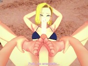 Preview 6 of Android 18 Gives You a Footjob At The Beach! Dragonball Z Feet POV