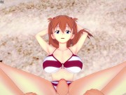Preview 2 of Asuka Gives You a Footjob At The Beach! Evangelion Feet POV