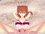Preview 4 of Asuka Gives You a Footjob At The Beach! Evangelion Feet POV