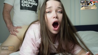 Caught Stepsister masturbating. She didn't expect to be fucked by two cocks.Valeria Sladkih
