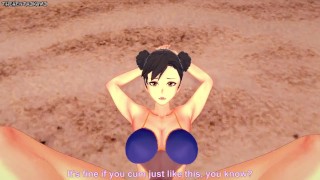 Chun Li Gives You a Footjob At The Beach! Street Fighter Feet POV