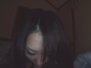 Preview 2 of Inked Asian bitch kisses a man while her girlfriend sucks his dick dry