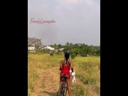 Preview 4 of The farmer’s daughter riding naked on a bicycle and masturbate in the road on a hot sunny day