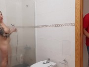 Preview 1 of STEPSON CATCHES HIS STEPMOM IN THE SHOWER AND FUCKS HER