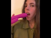 Preview 2 of Israeli soldier sucking dildoחיילת ישראלית מוצצת דילדו