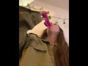 Preview 5 of Israeli solider sucking dildo חיילת ישראלית מוצצת דילדו