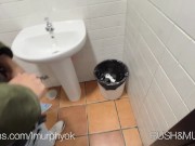 Preview 6 of He eats an employee with a giant fat cock in the airport bathrooms until he cums