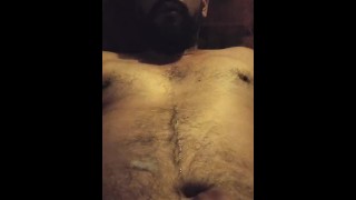 Chubby guy cums hard before bed