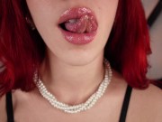 Preview 4 of Sexy redhead make a beautiful teasing for you, look how her lick her fingers, join her