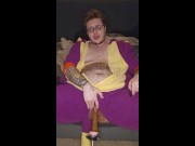 Preview 6 of Transman in Onesie Fucks Wet FTM Pussy with Fuck Machine on HIGH (BBC Dildo)