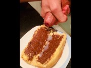 Preview 1 of HUGE Cumshot on a BREAD with Nutella