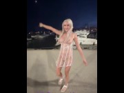 Preview 6 of Party slut naked in PUBLIC wearing see-through dress