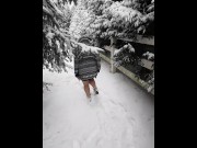 Preview 3 of SNOW walk pregnant flashing naked ass and tits out latina