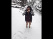 Preview 6 of SNOW walk pregnant flashing naked ass and tits out latina