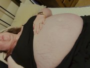 Preview 3 of 310lb thighs-in-stockings tgirl shows belly and cock for you