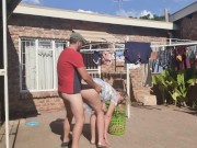 Preview 5 of Horny neigbour fucks me when I try to take the washing off