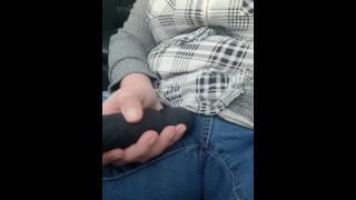 Fully clothed bbw public vibrator orgasm in car