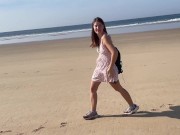 Preview 4 of One day at the public nudist beach in Portugal. Naked tennis and masturbation near strangers. Part 1