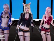 Preview 2 of [MMD] AOA - Bing Bing Ahri Evelynn Seraphine Hot Kpop Dance League Of Legends Hentai